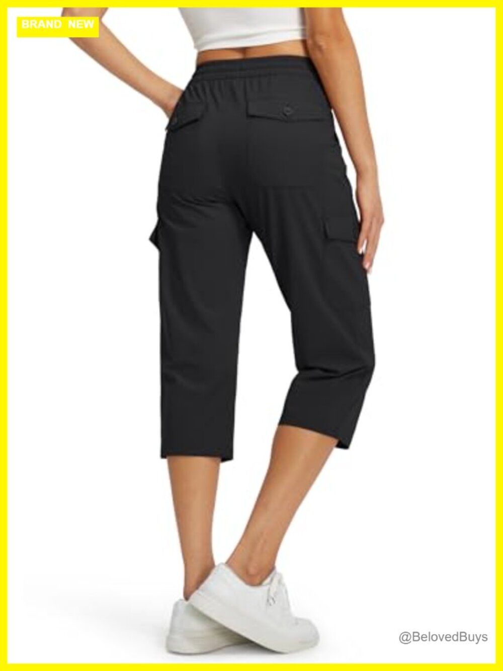 Libin Womens Cargo Capri Hiking Pants UPF 50 Nylon Spandex Cropped